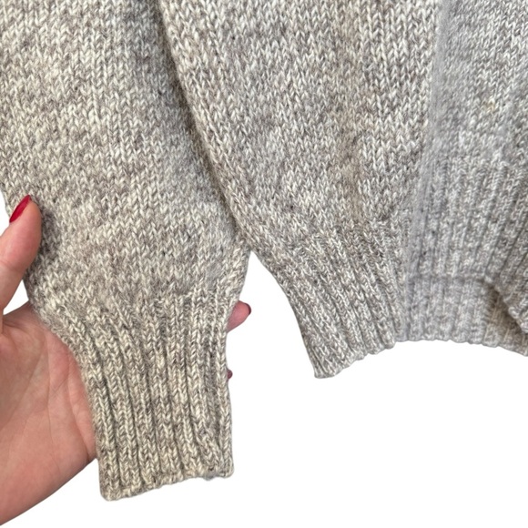 Vtg 80s Eddie Bauer Wool Shawl Collar Sweater Size Large Neutral Cabin Cottage - Picture 6 of 9
